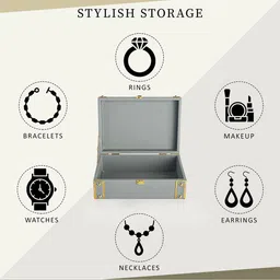 Kuber Industries Grey & Gold-Toned Jewellery Organiser With Lock image 4