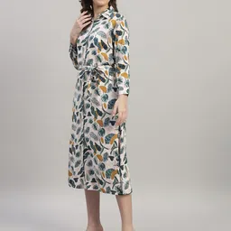 SHAHVEER CREATION Women Floral Printed A-Line Midi Dress with Belt image 4