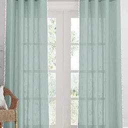 HOMEMONDE Grey Set of 2 Sheer Door Curtain image 1
