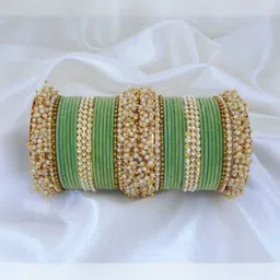 TRIOXY Beige Glass Artificial Stones & Beads Bangle-picture-13