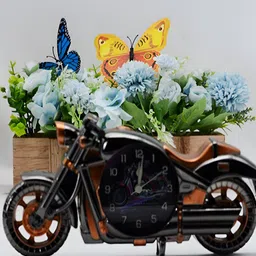 Gopalvilla Black & Rust Analogue Vintage Motorcycle Shaped Round Alarm Clock-picture-35