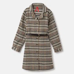 Blue Giraffe Girls Checked Shirt Dress-picture-46