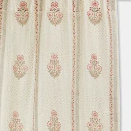 Fabindia Nazm Beige & Pink Floral Printed Cotton Silk Sheer Long Door Curtain-image-78
