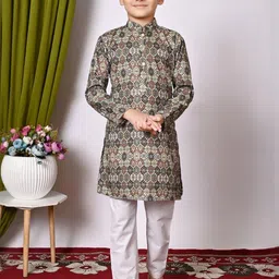 HUMAN CHOICE Boys Multi Cotton Blend Embroidered Kurta & Pyjamas-image-69