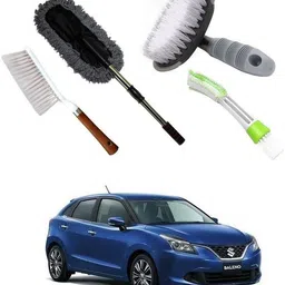 qiisx Wheel Tire Rim Scrub Brush, Car AC Vent Cleaning Brush, Microfiber Duster, Handle Cleaning Duster Brush For Maruti Suzuki Baleno Combo-picture-26