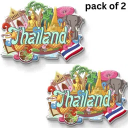 thailand Country Theme Souvenir Wooden Refrigerator Stylish Fridge Magnet Pack of 2-image-75