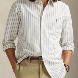 Polo Ralph Lauren Men Vertical Striped Button-Down Collar Cotton Casual Shirt-picture-15