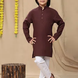 SKAVIJ Boy Regular Pure Cotton Kurta with Pyjamas image 4