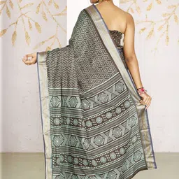 Anouk Ready to Wear Printed Pure Cotton Handloom Saree with Pocket image 4