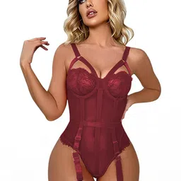 VAGHBHATT One Piece Baby Doll with Garter Belt-picture-11
