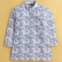 Sangria Boys Printed Mandarin Collar Straight Kurta & Pyjamas Set image 3