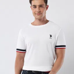 U.S. Polo Assn. Men Solid Round Neck Cotton Slim Fit T-shirt image 2