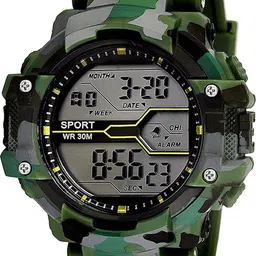 JUST LIKE Unisex Round Dial Analogue Watch green army digita889 image 3