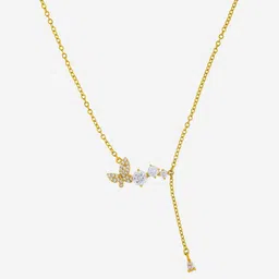 Kushal's Fashion Jewellery Gold-Plated Zircon Stone Studded Butterfly Shaped Minimal Chain-picture-19