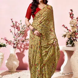 KALINI Women Warli Printed Pure Georgette Saree image 4
