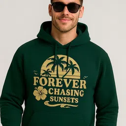 YONGE Men Printed Hooded Sweatshirt image 4