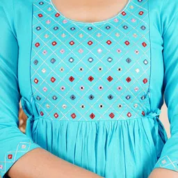 JALTHER Ethnic Motifs Embroidered Mirror Work Maternity A-Line Kurta image 2