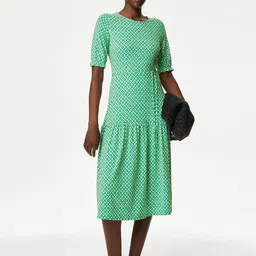 Marks & Spencer Women Ethnic Motifs Printed A-Line Midi Dress-picture-32