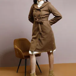 Athena Women Wool Shawl Collar Single-Breasted Longline Overcoat image 3