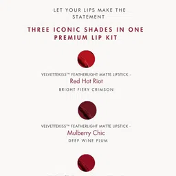 HYUE Set Of 3 Long Lasting Velvette Matte Lipstick - 4.2 g Each - Red Hot Riot & Mulberry image 5