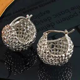 Just Lil Things Silver-Plated Contemporary Hoop Earrings-image-8