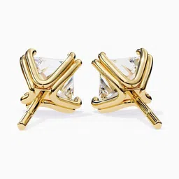 VALANOVA Hallmarked 18Kt Gold Diamond Studded Earrings - 1.45g image 5