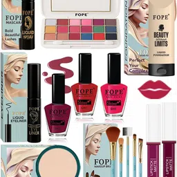 FOPE Set Of 15 Foundation Compact Mascara Lipstick Nail Polish & Brush Set-picture-33