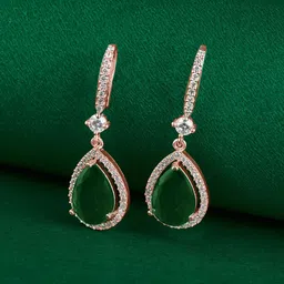 TEEJH Rose Gold-Plated Stones-Studded Contemporary Drop Earrings-picture-32