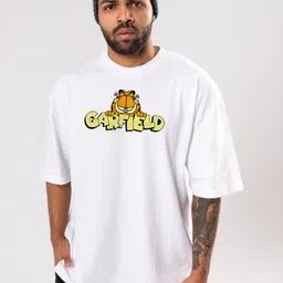 FLYIND VOGUE OUTFIT Men Garfield Bio Finish Graphic Printed Cotton Oversized T-shirt image 1