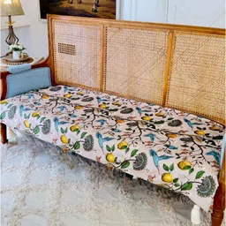 THROWPILLOW Beige & Blue Printed Polyester 1 Piece Sofa Cover-picture-38