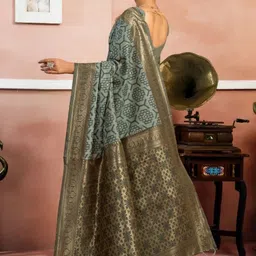 Moda Rapido Woven Design Zari Banarasi Saree With Blouse Piece image 4