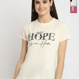 Dreambe Women Pack of 3 Typography Printed Round Neck Cotton T-shirts-picture-16