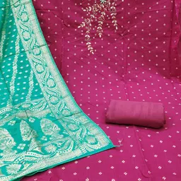 MANVAA Woven Design Beads & Stones Unstitched Dress Material image 4