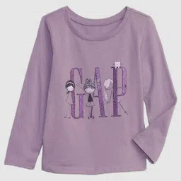 GAP Girls Graphic Printed Round Neck Pure Cotton Relaxed Fit T-shirt image 1
