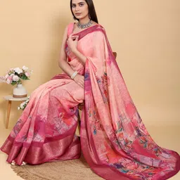 GOHILL ENTERPRISE Floral Pure Linen Saree image 2