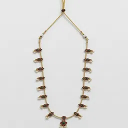 PANASH Gold-Plated Kundan Studded & Artificial Beaded Necklace With Earrings image 5