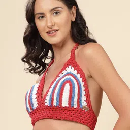 Velvery Women Self Design Halter Neck Cotton Top image 4