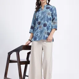 Anouk Rustic Floral Printed Mandarin Collar Straight Kurti image 2