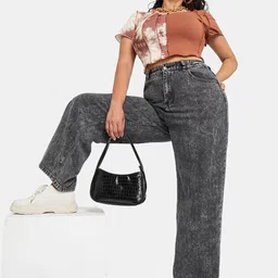 Kotty Women Jean Straight Fit High Rise Heavy Fade Stretchable Cotton Jeans image 5