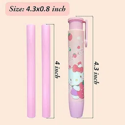 atrate Kuromi Pattern Erasers Retractable Pen Shape Push Non-Toxic Eraser image 5