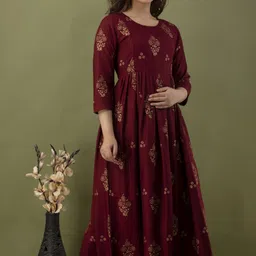 hyten Women Printed Cotton Rayon Anarkali Kurta-picture-22