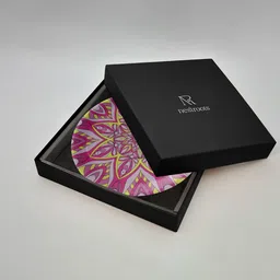 nestroots Purple & Yellow Printed Ceramic Wall Decor Plate image 5