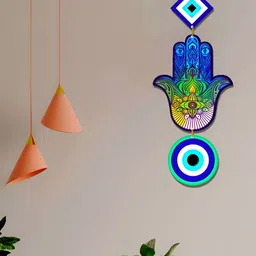 Home Delight Blue & Green Printed Wooden Wall Hangings image 3