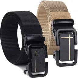 provogue Men Casual, Evening, Formal, Party Black, Beige Nylon Belt-picture-21