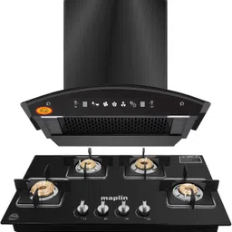 surya Combo of Kitchen Chimney SS60 Net + 4 Burner Gas Cooktop GH04 Black Auto Clean Wall Mounted Black 1400 CMH Chimney-picture-10