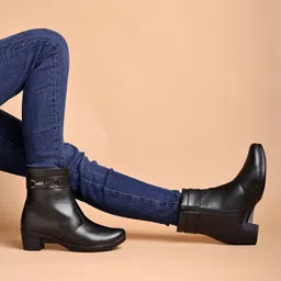 shoetopia Smart Casual Side Buckle Detailed Boots For Women & Girls Boots For Women-picture-13