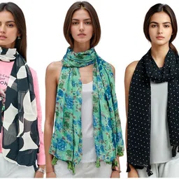 savaara Self Design Georgette Women Multicolor Fancy Scarf, Stole, Scarf-picture-22