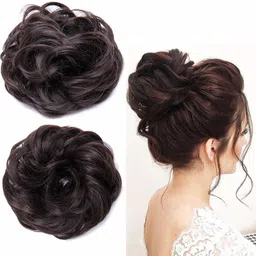 twirey Set Of 2pcs Messy Hair Bun Synthetic Hair Bun Extension And Wigs Artificial Juda For Women And Girls, 35 Gram, Natural Black Hair Accessory Set-picture-13
