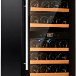 Carysil 38-Bottle Wine Chiller, Dual Zone, Glass Door, Wooden Shelves Free Standing Wine Cooler image 1