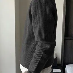 colorchakra Men Self Design High Neck Grey Sweater image 2